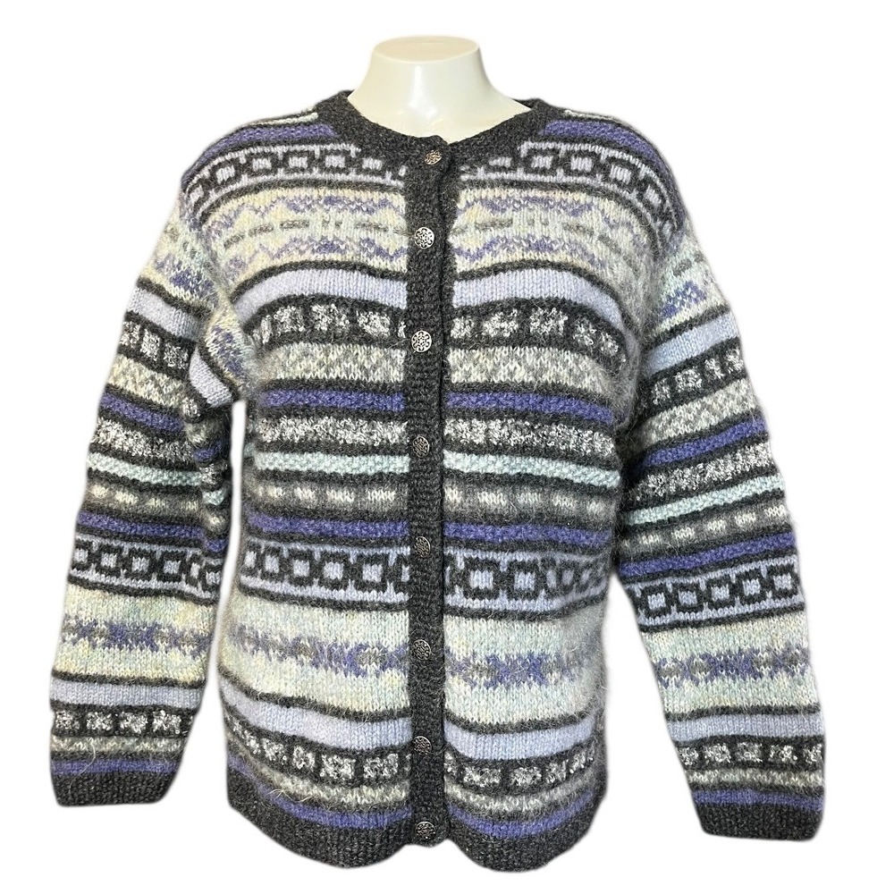 Portraits by Northern‎ Isles Knitted Cardigan Fair Isle Pattern Button Front